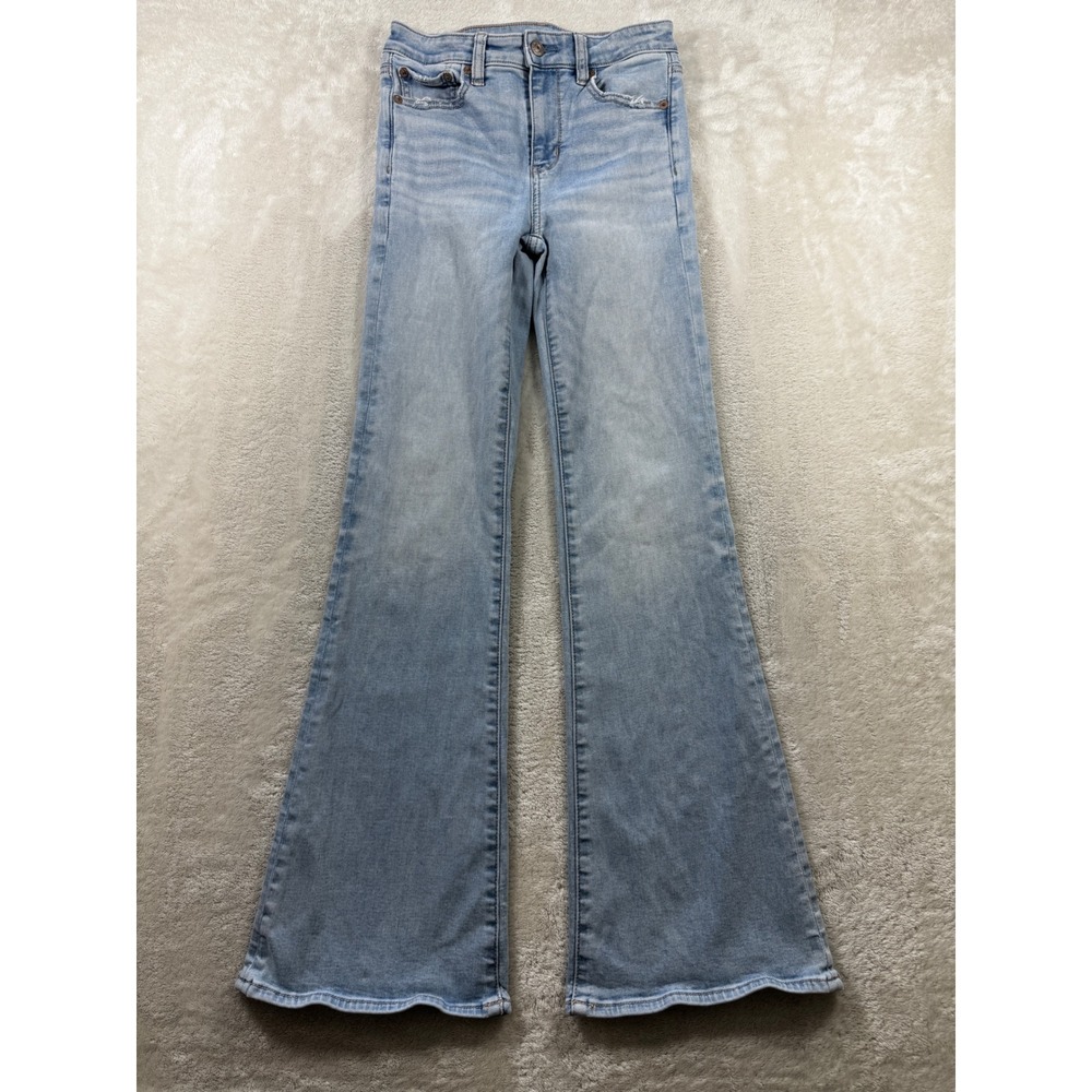 American Eagle Womens Super High-Rise Flare Blue Jeans 0 Regular Meas: 25x30.5